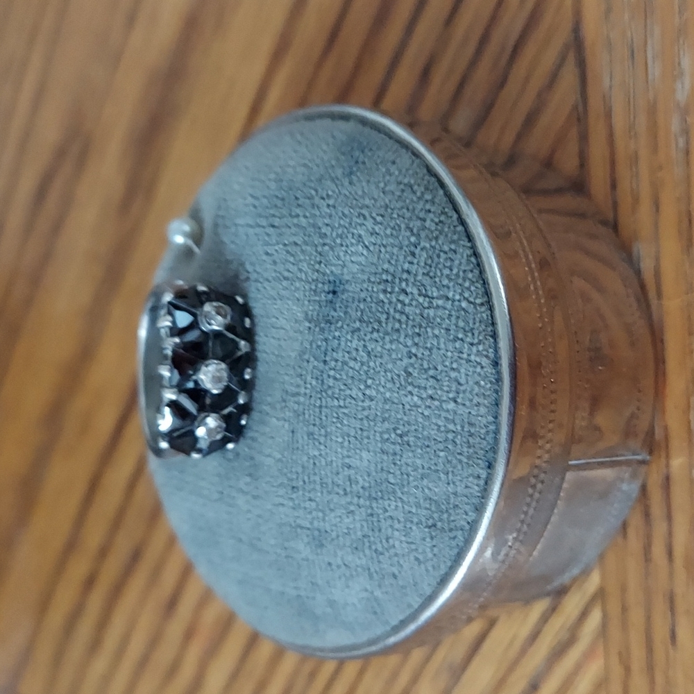 Vintage Sapphire & White Topaz Silver Floral Ring